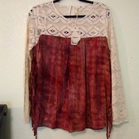 Entro lace tie-dye tassel side boho long sleeve - Picture 2 of 8